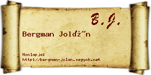 Bergman Jolán névjegykártya